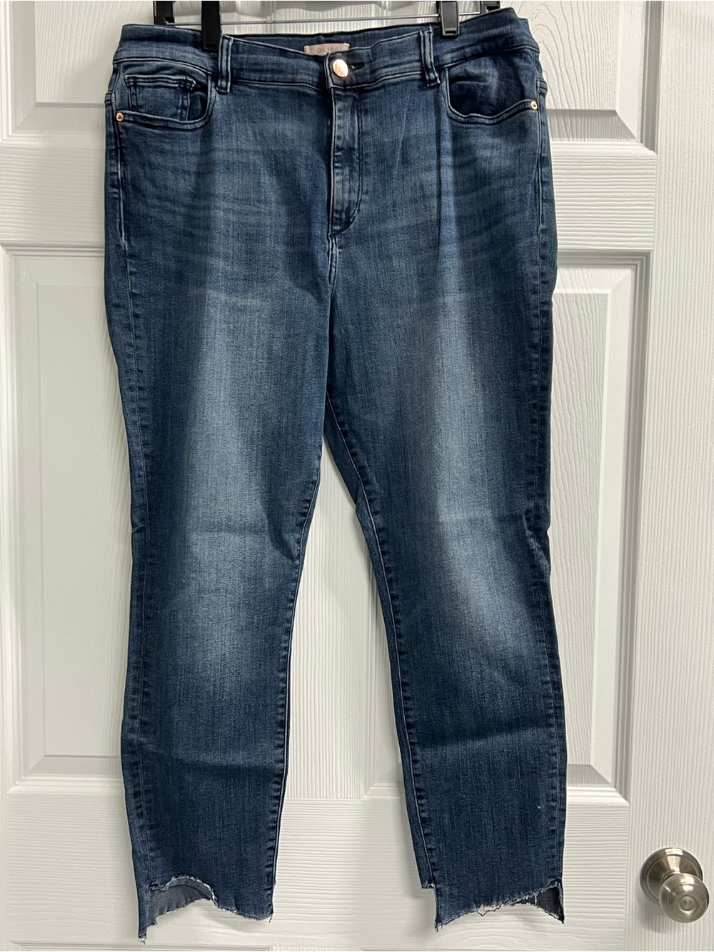 DL1961 Womens Marianna Hewitt Farrow Crop Frayed Blue Jeans - Size 34 - VGUC